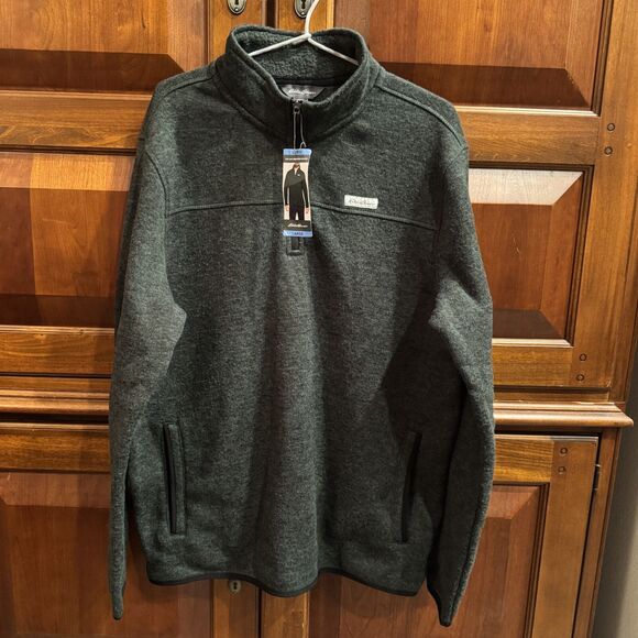 NWT Eddie Bauer Men's 1/4 Zip Sweater Fleece Pullover Heather Sycamore Large - Picture 2 of 13